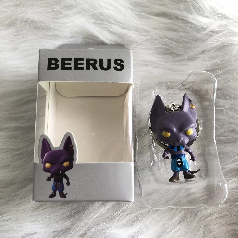 FUNKO POP New Japanese Anime Dragon Ball keychain GOTENKS BEERUS Pvc Action Figure Model Toys For Children Gift With Retail Box 