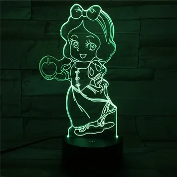 

Usb 3d Led Night Light 7 Color Changing Lighting Lamp Girls Child Kids Baby Gifts Table Lamp Bedside Princess Snow White Figure