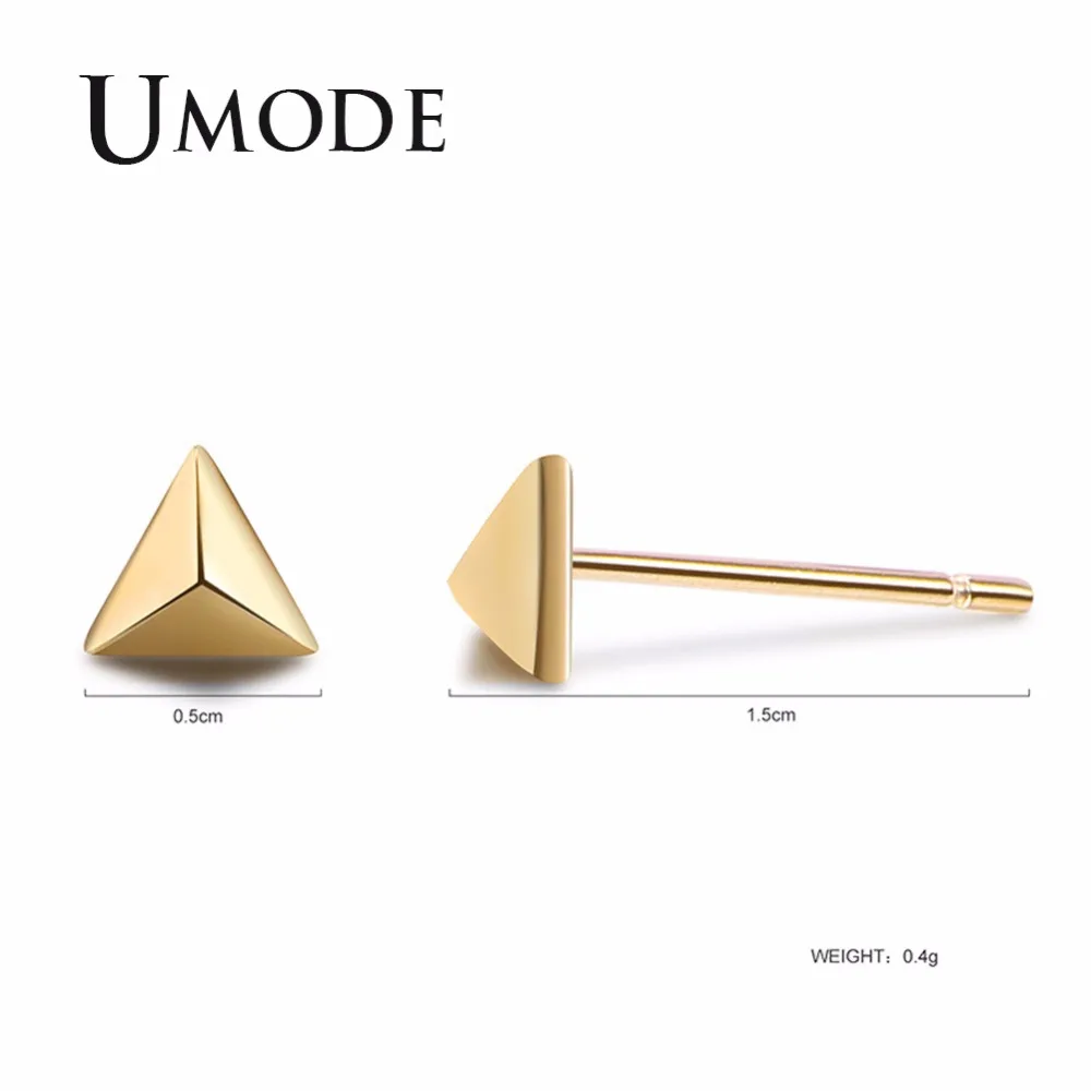 Женские Треугольные Серьги гвоздики UMODE ювелирные изделия золотого цвета из