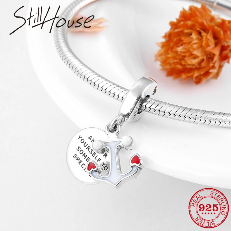 Dijes Navidad de Plata de Ley 925 reales, ancla de barco, colgantes finos, cuentas, pulseras originales de Pandora|Amuletos| - AliExpress