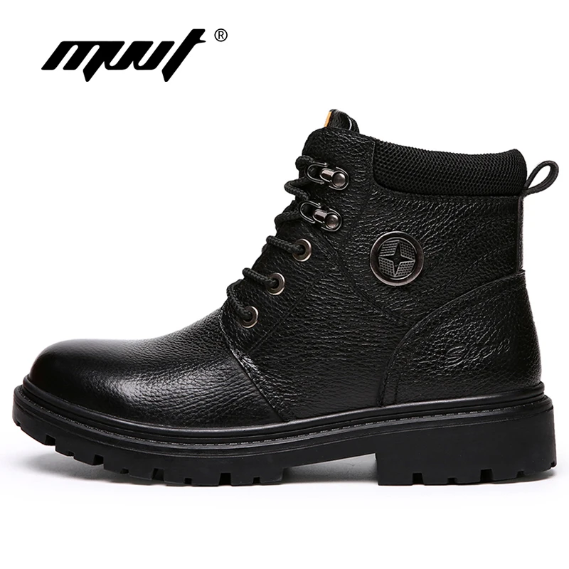 Cena MVVT buty z prawdziwej skóry męskie buty zimowe wodoodporne bezpieczeństwo pracy książki śnieżne męskie buty wojskowe męskie buty zimowe