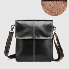 CARANFIER мужские однотонные дорожные сумки винтажные сумки через плечо из натуральной воловьей кожи с клапаном, качественная маленькая сумка конверт