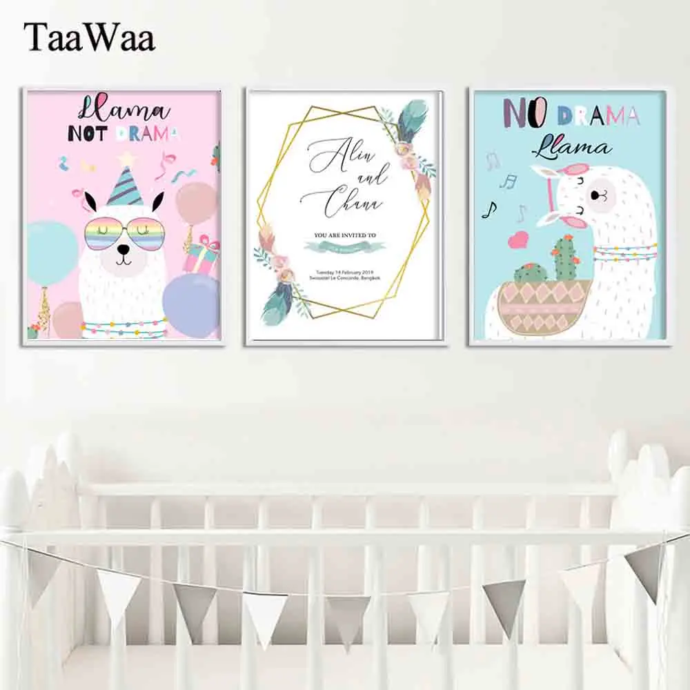 

TAAWAA Nordic Style Cartoom Animal Minimalism Quote Posters and Prints Canvas Wall Art Painting Picture for Living Room Decor