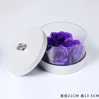 Кристально прозрачный держатель для цветов, акриловая Подарочная коробка, коробка для цветов, органайзер для макияжа, искусственный букет цветов, Подарочная коробка, упаковка - Цвет: 21x13.5cm