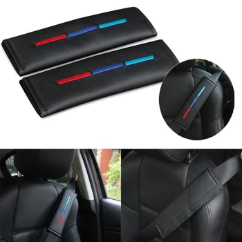 

2X Leather Style Truck Car Seat Belt Cover Shoulder Pads Pro For BMW //M Sport D