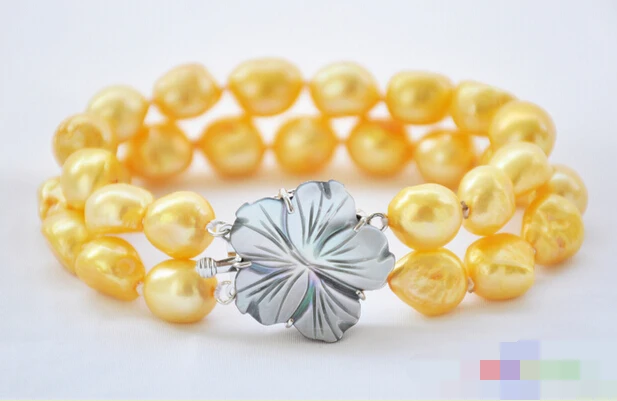 

12716 2row yellow baroque freshwater pearl bracelet