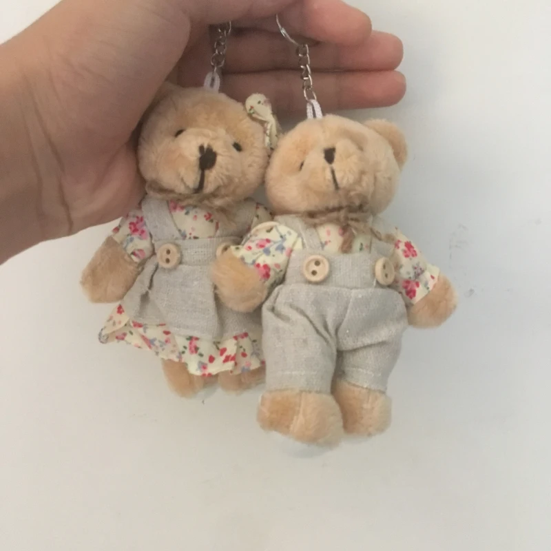 2 шт./лот Kawaii плюшевый мишка и кролик пара плюшевая игрушка StuffedSoft кукла ткань медведи Мягкие плюшевый брелок-подвеска Свадебные подарки T140