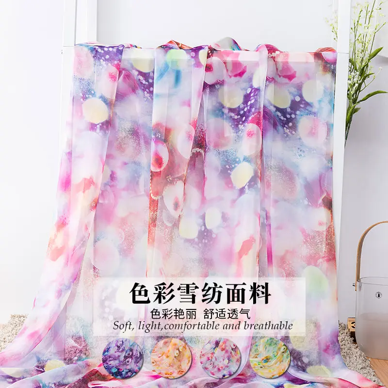 Печатная шифоновая ткань для цветного шарфа и летнего платья винтажная швейная ткань TJ8622-1
