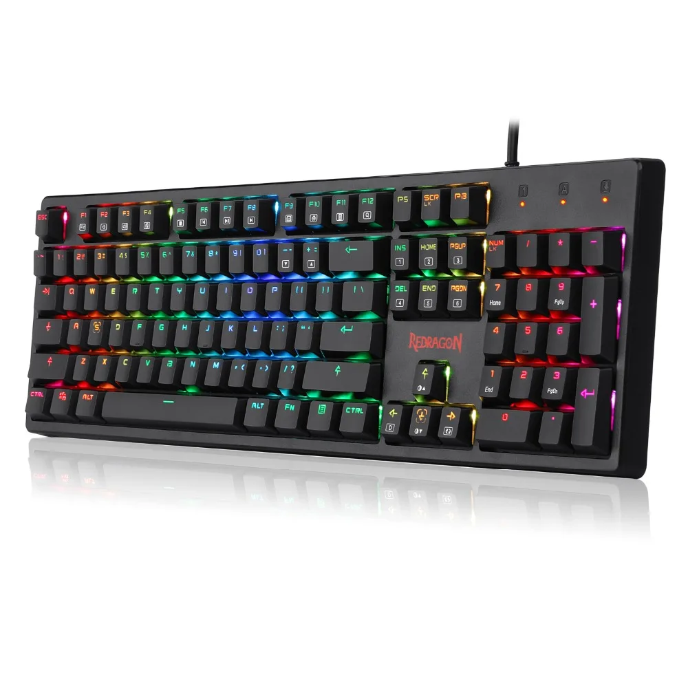 Новая Механическая игровая клавиатура Redragon, коричневые переключатели RGB с подсветкой, эргономичная 104 клавиш, полноразмерная клавиатура для геймера, офиса K578