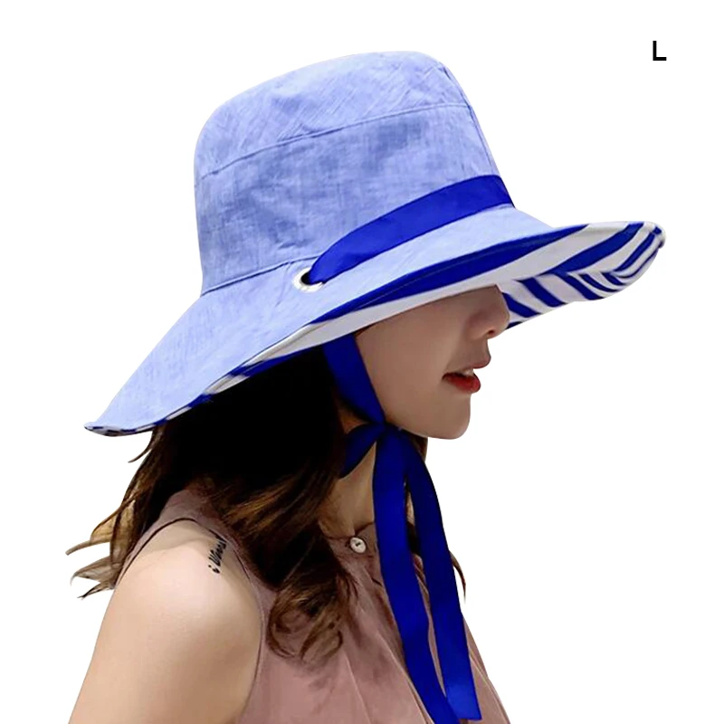 Шляпа для женщин Солнцезащитная Складная полосатая с широкими полями пляжная индивидуальная Повседневная универсальная шляпа от солнца