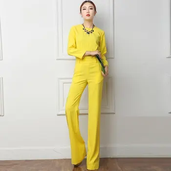 

2019 High Street Wear Long Jumpsuit Women's Long Sleeve Jumpsuit Clubwear Straight Jumpsuit High Waist