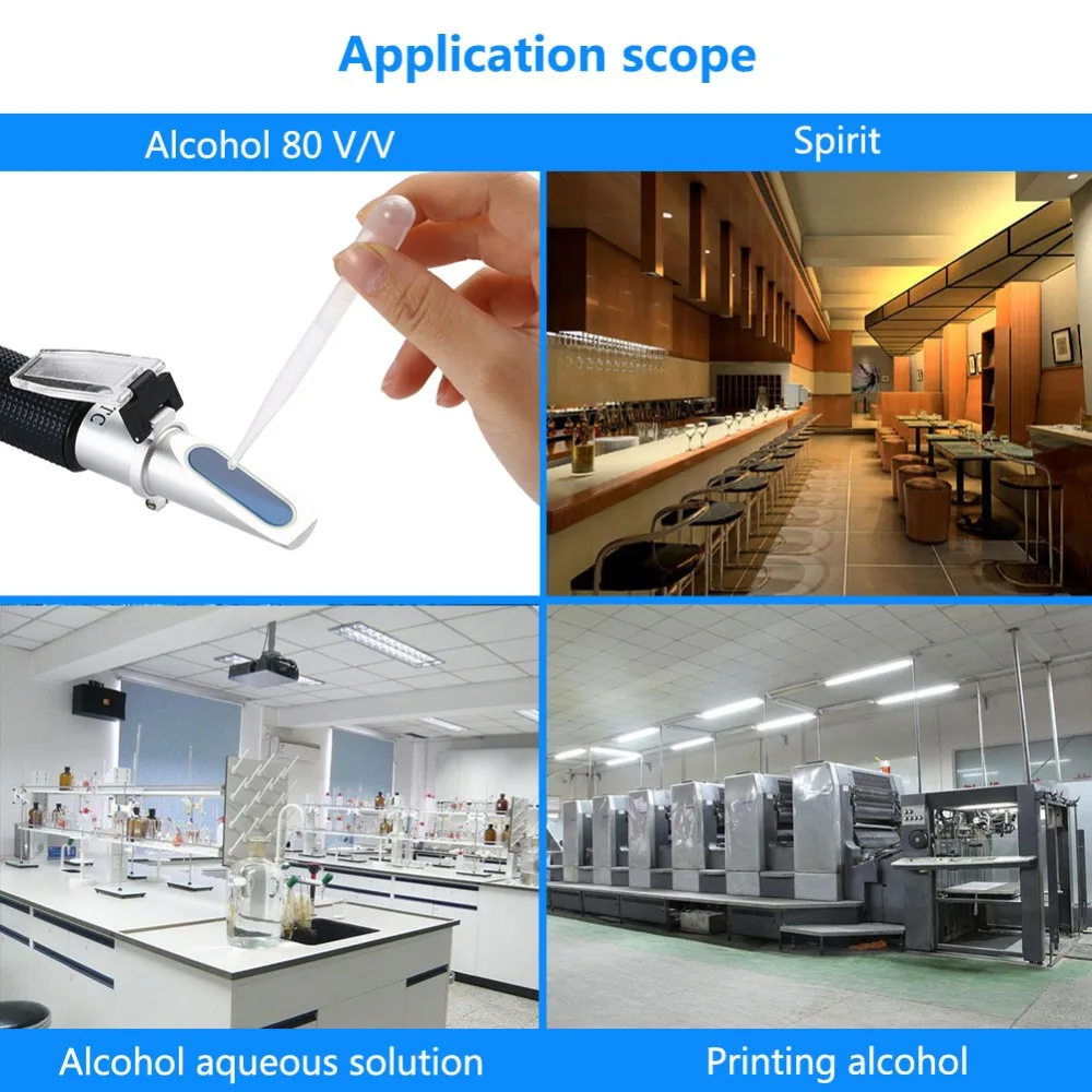 Портативный рефрактометр, прибор для измерения содержания спирта в спирте, тестер 0-80% V/V ATC, рефрактометр для спирта