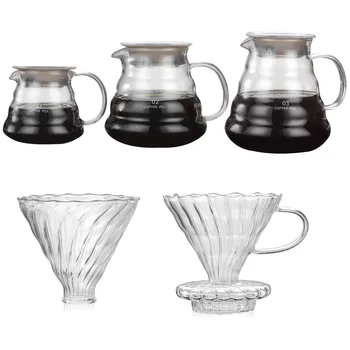 

Pour Over Range Coffee Server Carafe Drip Coffee Pot Coffee Kettle Brewer Barista Percolator Clear 360ml 600ml 800ml