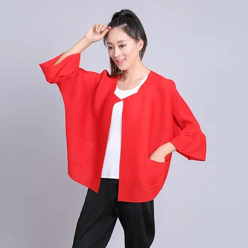 

Miyake Pleated Spring New Style Female Spring and Autumn New Style Female Jacket with 7-minute Lantern Sleeves