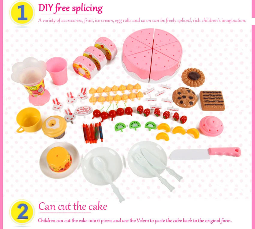 37 шт. или 75 шт. кухонные игрушки ролевые игры фруктовый торт на день рождения diy крем чайный набор еда игрушка розовый девочки дети кастрюля набор