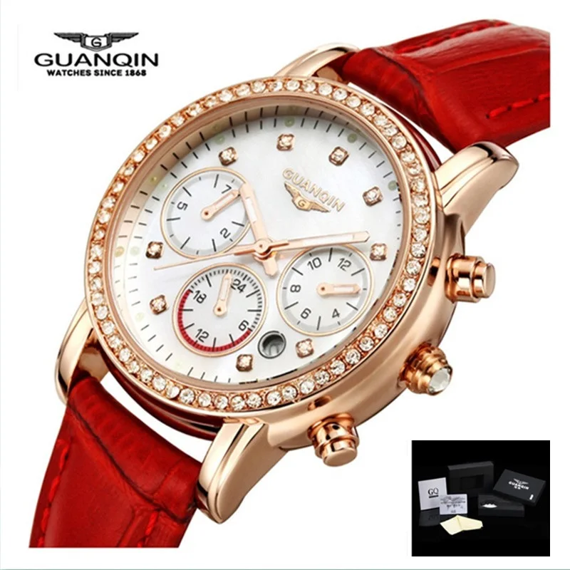 

Ladies Watches Brand Luxury GUANQIN Women Watch Quartz Leather Fashion Casual Waterproof Female Wristwatches Montre Femme