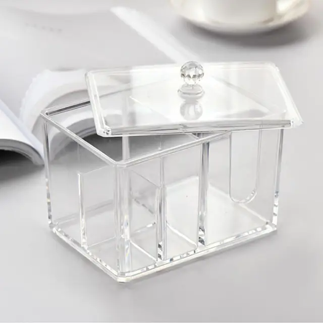Cheap  Transparent Acrylic Organizer Holder Cotton Swab Makeup Pads Box Desktop Case Makeup Tool New