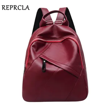 

REPRCLA Fashion High Quality Backpack Women PU Leather School Bags for Teenage Girls Large Bagpack Casual Backpacks Mochila