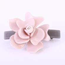 Busto Vintage de acetato para niña y mujer, pasador de pelo de flor de Camelia, accesorios para el cabello florales