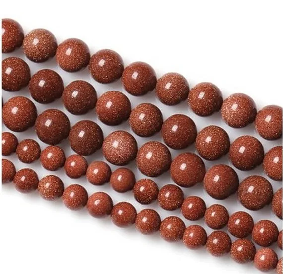 8mm 46pcs Round Brown Gold Sand Stone Beads,Jewelry Supplier,Handmade