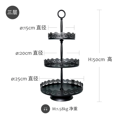 2/3 уровневый матовый черный хрустальный свадебный поднос для торта, тарелки, кружевные металлические железные поднос для кексов, поднос для выпечки, магазина, пончиков, поднос для хлеба - Цвет: 15105 Three Tier