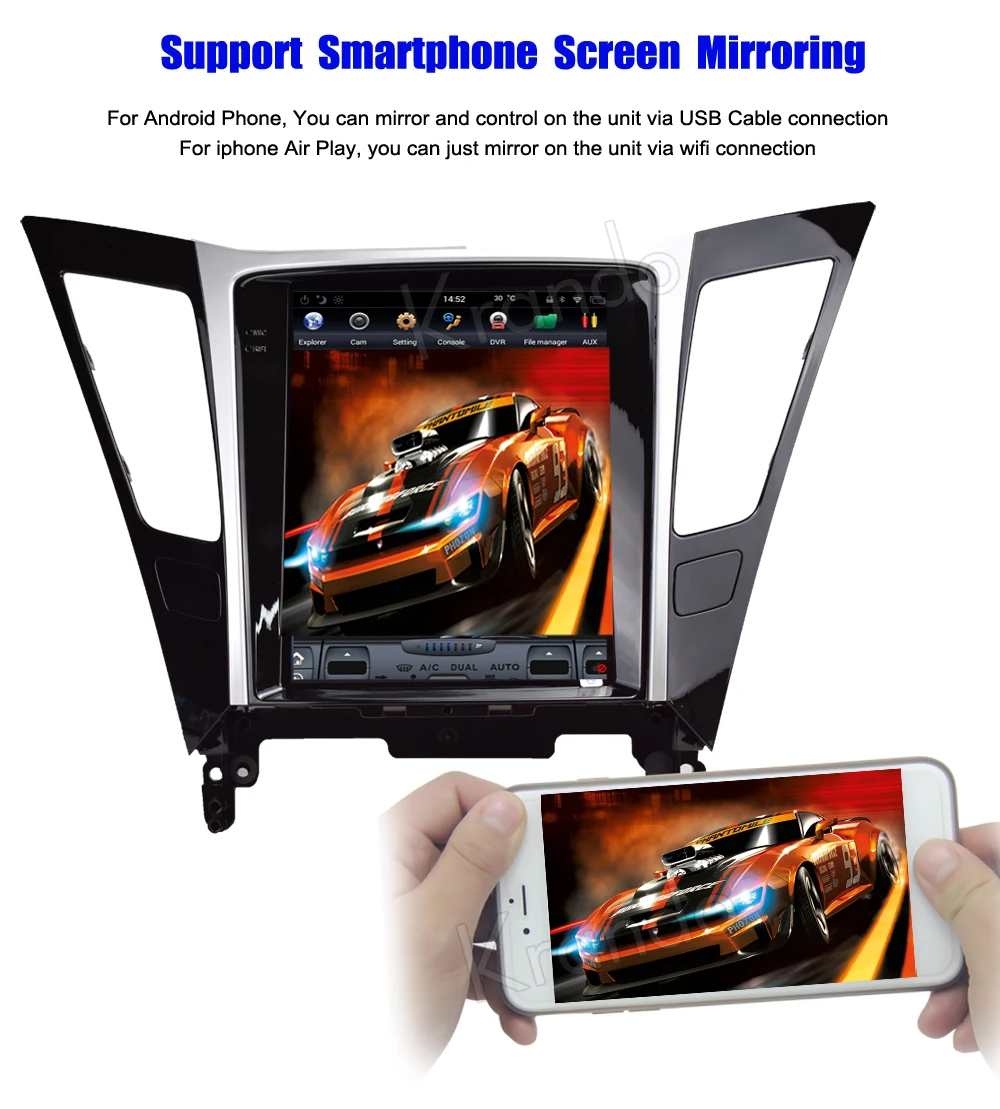 Best Krando Android 8.1 10.4" Tesla Vertical touch screen for Hyundai Sonata 8 2011-2014 car dvd gps radio player multimedia system 4