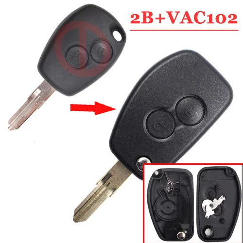 Бесплатная доставка (2 шт./лот) ремоделирования 2 кнопка Удаленное Оболочки с VAC102 отвал (круглая кнопка) для Renault