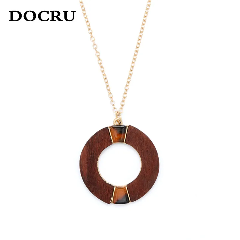 Geometric square wood acetate version combination pendant necklace