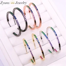 5 пар, 37 мм, стад micro pave Круглый фианит серьги mix Rainbow серьги-гвоздики из кубического циркония девушка серьги для женщин ювелирные изделия