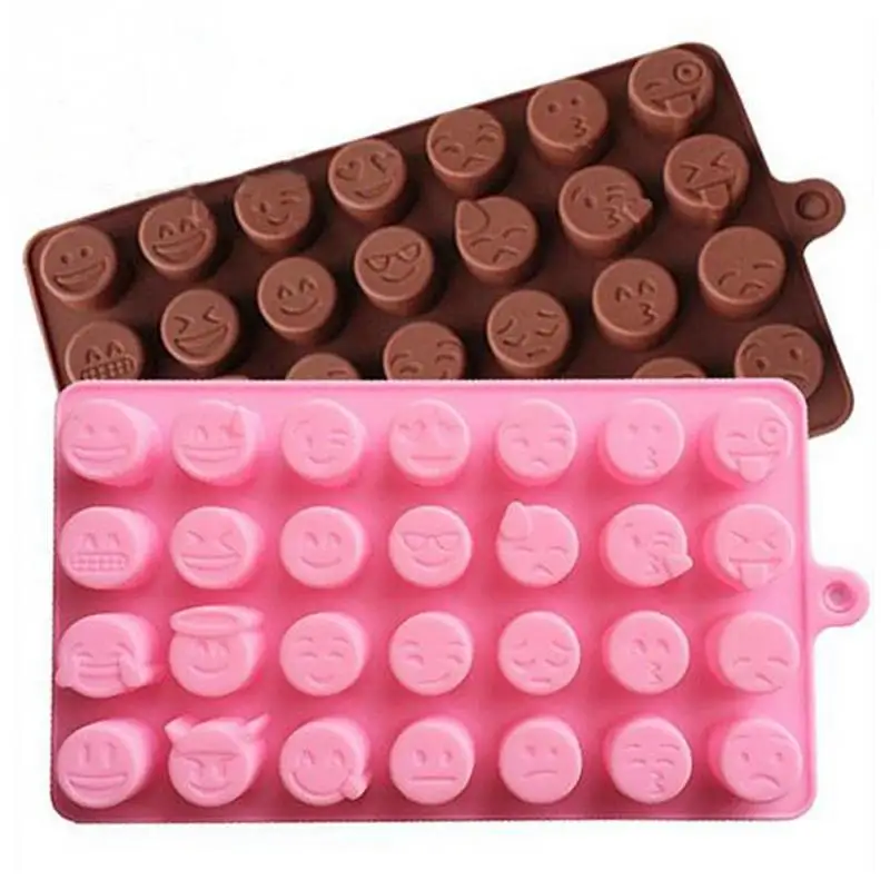 28 Grid Funny Emoji Expression Mold Cute Silicone Cake Molds For Cake