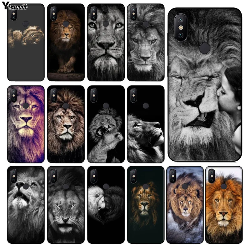 Мягкий резиновый черный чехол для телефона Yinuoda Animals The lion xiaomi mi 6 8 se note2 3 mix2 redmi 5 5plus