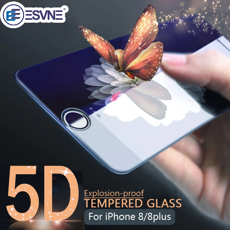 

ESVNE 5D Tempered Glass for iPhone 8 glass Curved Edge Full Cover iPhone 8 plus Screen Protector Film (3nd Gen 3D 2nd Gen 4D)