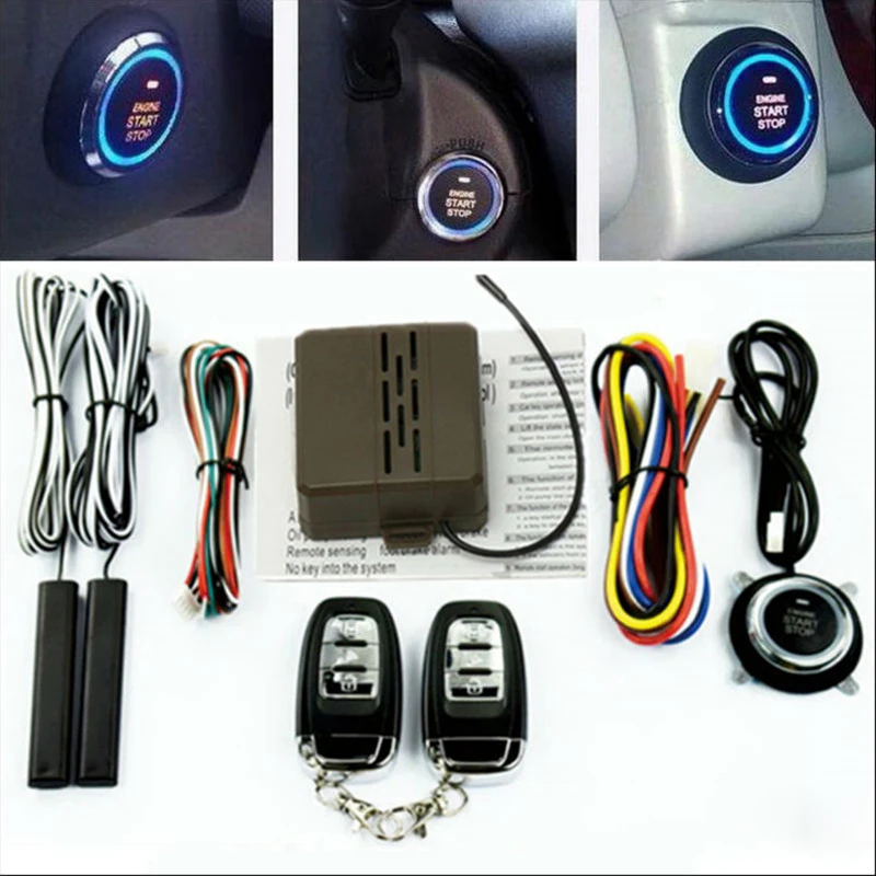 

433MHZ Car Alarm System Engine Start Lock Ignition Starter Driving Security Push Button with Remote Keyless Entry System