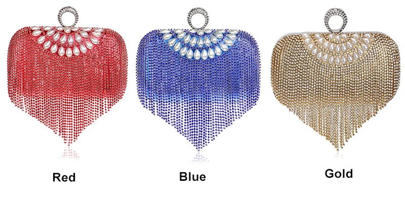 Luxy Moon Tassel Rhinestone Clutch Bag Available Colors