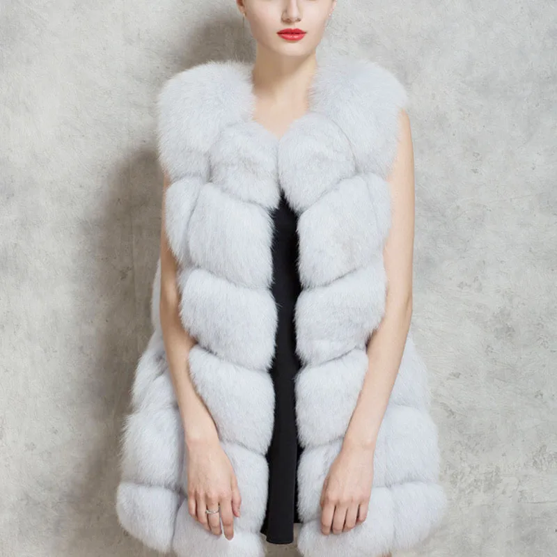 Женская Роскошная Меховая куртка из искусственного меха, большой размер, теплый зимний жилет, пальто, верхняя одежда, пальто, парка без рукавов, длинный, Размер 5XL Q1778