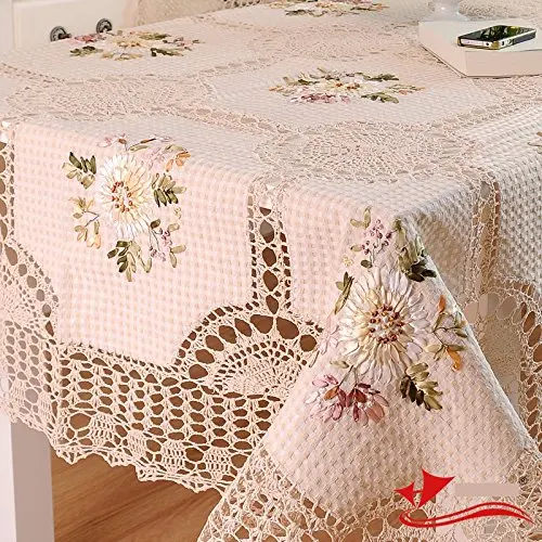 Najtaniej Projektant 100% ręcznie robiony obrus na szydełku, elegancka europejska rustykalnych kwiatowych dekoracji stołu, bawełniana pościel drążą obrus