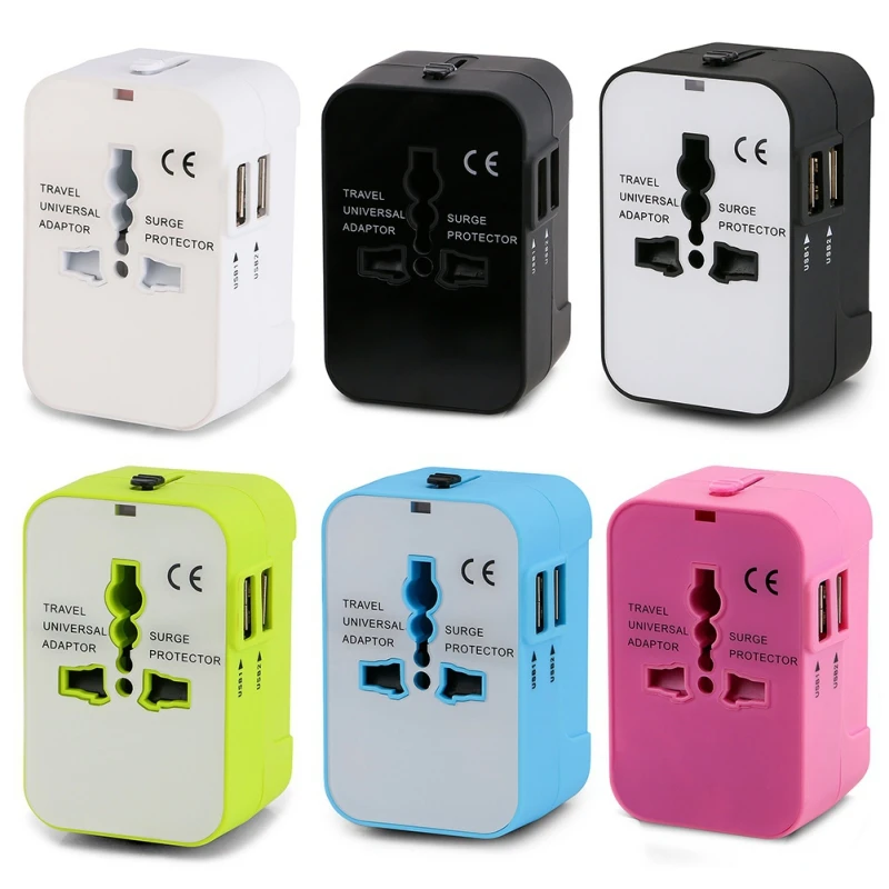 

Universal International Plug Adapter 2 USB Port World Travel AC Power Charger Adapter Converter Plug