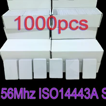 1000 шт./лот RFID 13,56 MHz ISO14443A смарт-карта 1K Nfc перезаписываемые карточки для контроля доступа и посещаемости