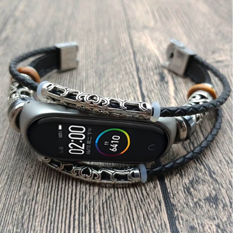 

Newest For Xiaomi Miband 4 Wrist Strap Retro Genuine Leather Band Smart Watch Bracelet Wristband For Mi band 3 Leather Strap