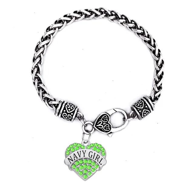 Military Jewelry Whole Heart In Rhinestone Words Charms Navy Military Jewelry Whole Heart In Rhinestone Words Charms Navy Bracelet