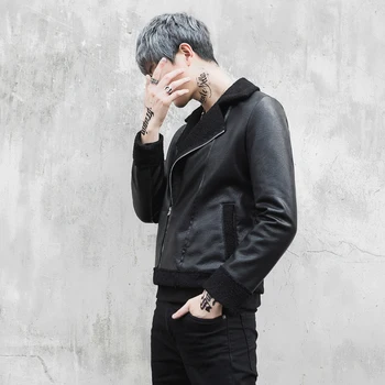 

New 2019 Leather Jacket Men Winter Thicken Coats Windproof Short Jacket Male