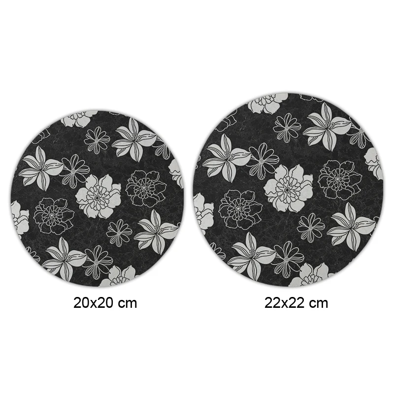 classic black-and-white-flowers small Mouse Pad For Office Gaming Mouse Pads Round Slim mousepads (2)