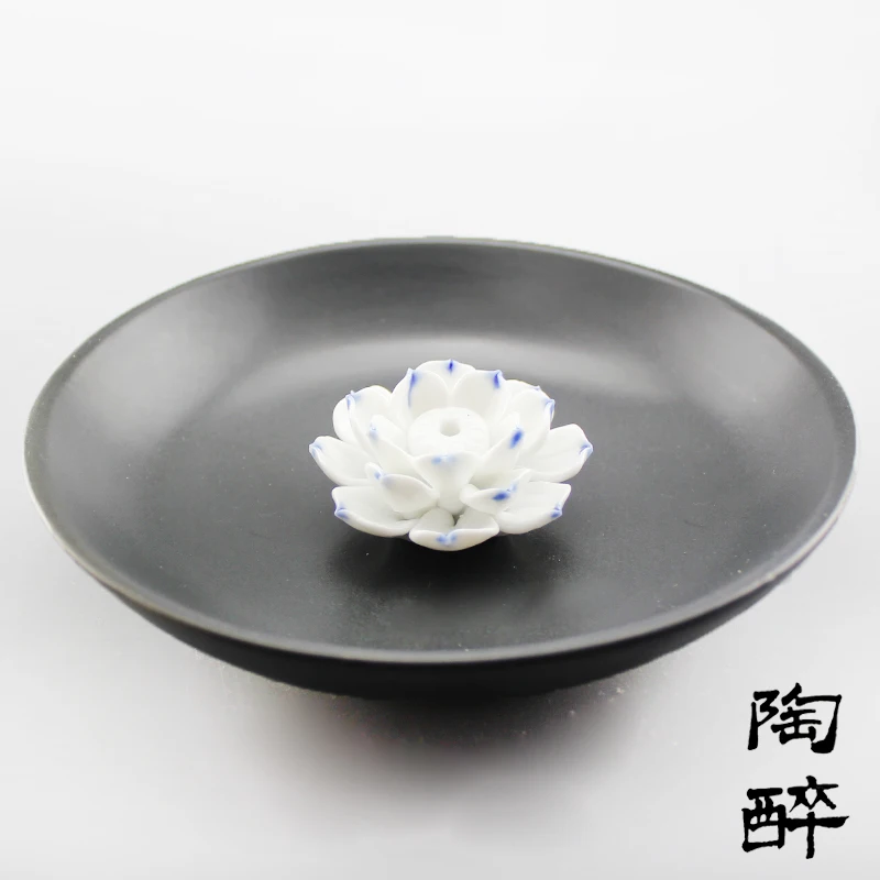 [Intoxicated] incense censer inserted ceramic Japanese style lotus flowers handmade coil holder | Дом и сад