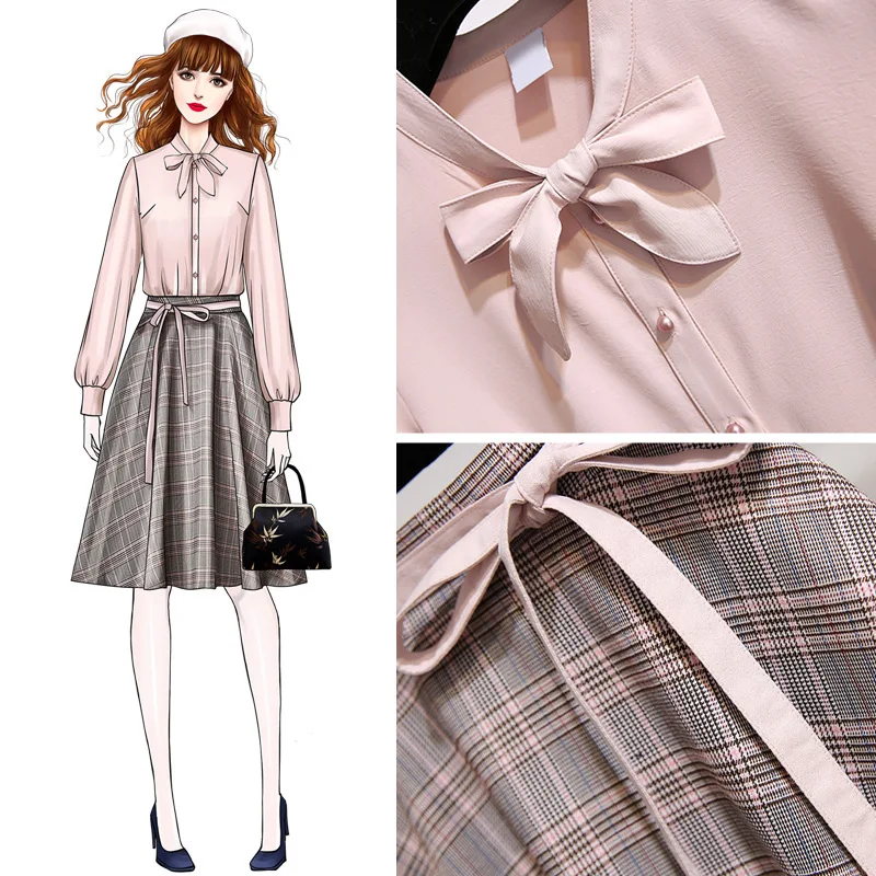 

ICHOIX pink shirt 2 piece set women 2 pcs office set elegant 2 piece skirt set autumn winter 2 piece outfits skirt and top set