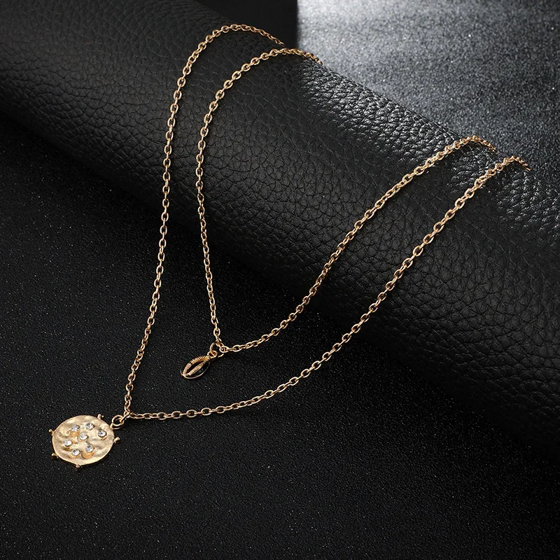 Новое богемное винтажное ожерелье-чокер с двойной оболочкой ананаса для женщин пляжное многослойное Золотое Серебряное колье из сплава