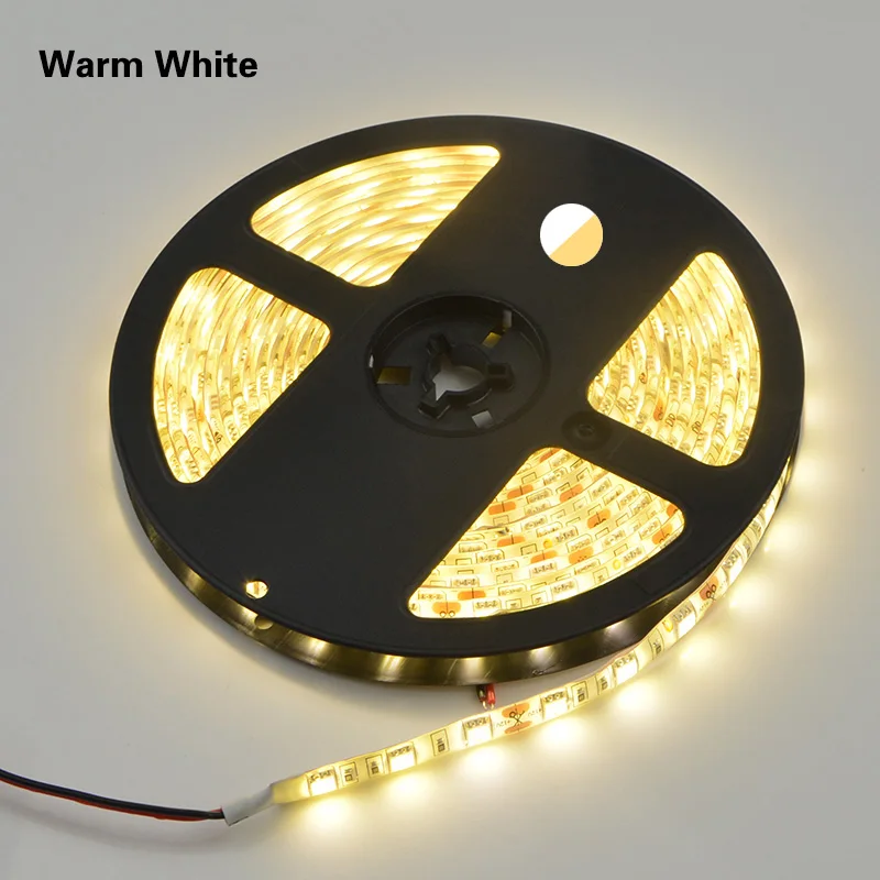 Warm White 5 м Светодиодная лента RGB 12 в 5050 SMD 60 светодиодный s/M светодиодный светильник DC 12 В вольт Светодиодная лента ambi светильник водонепроницаемая лампа лента ТВ ПОДСВЕТКА - Испускаемый цвет: Warm White