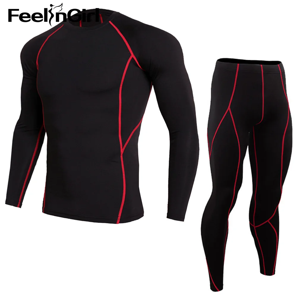 Feelingirl Winter Thermal Underwear Sets Compression Fleece Sweat Quick Drying Thermo Underwear Men Fitness Elastic Long Johns Feelingirl Winter Thermal Underwear Sets Compression Fleece Sweat Quick Drying Thermo Underwear Men Fitness Elastic Long Johns