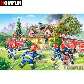 

HOMFUN Full Square/Round Drill 5D DIY Diamond Painting "Cartoon fireman" Embroidery Cross Stitch 5D Home Decor Gift A07099