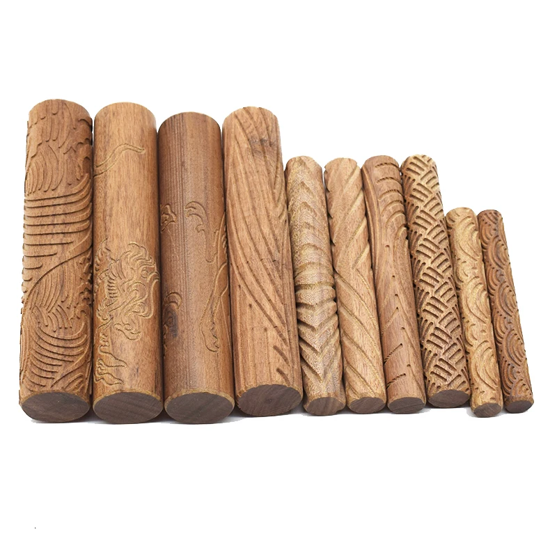 Текстура древесины рулон прессованные печать инструменты для создания текстуры Полимерная глина Керамика гончарные инструменты Скалка 10 шт./компл