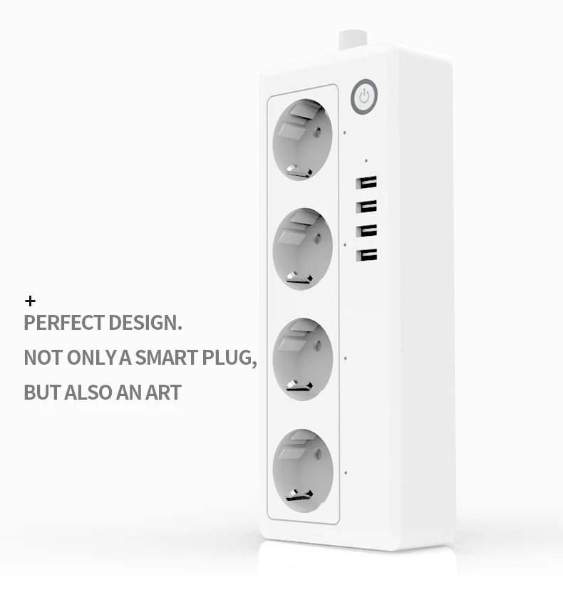 ASEER EU Smart Wifi Power Strip 16A,4 USB Port Surge Protector Multiple Power Sockets 3450W,Work with Alexa Google Home IFTTT